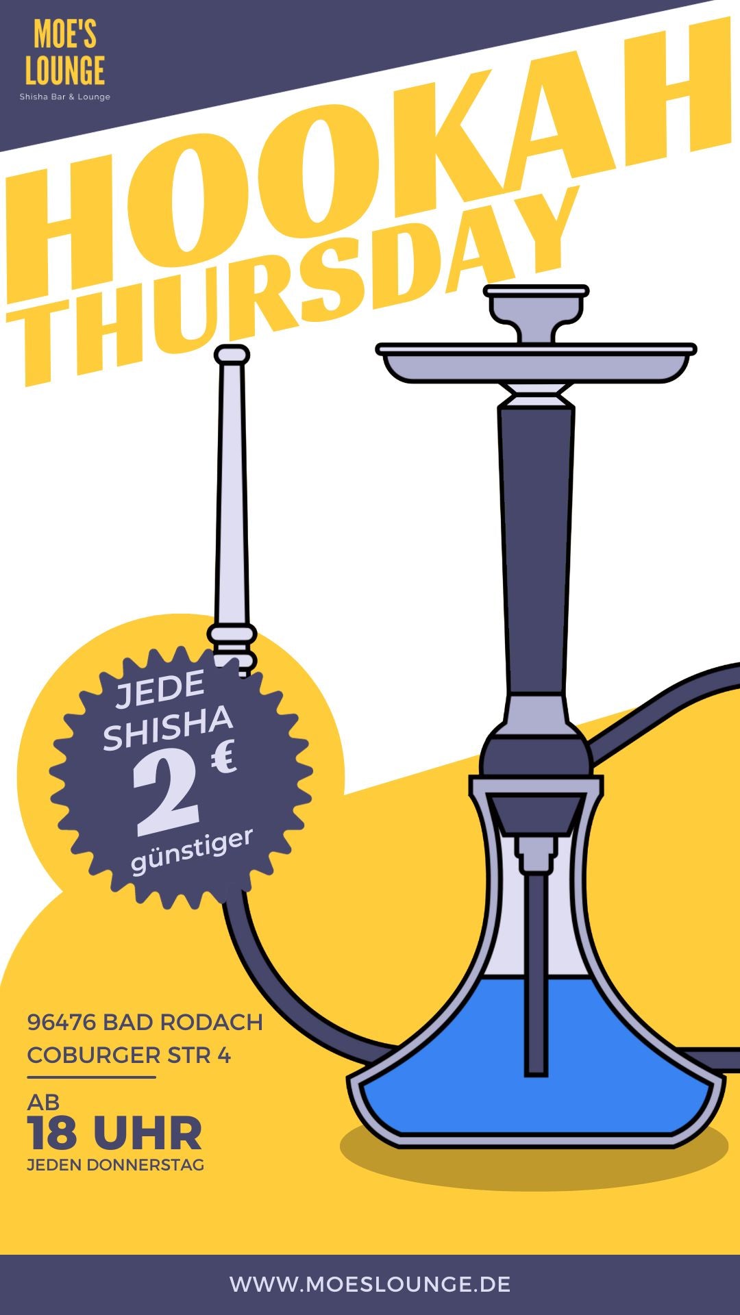 Hookah Thursday - Jeden Donnerstag Shisha 2€ günstiger!